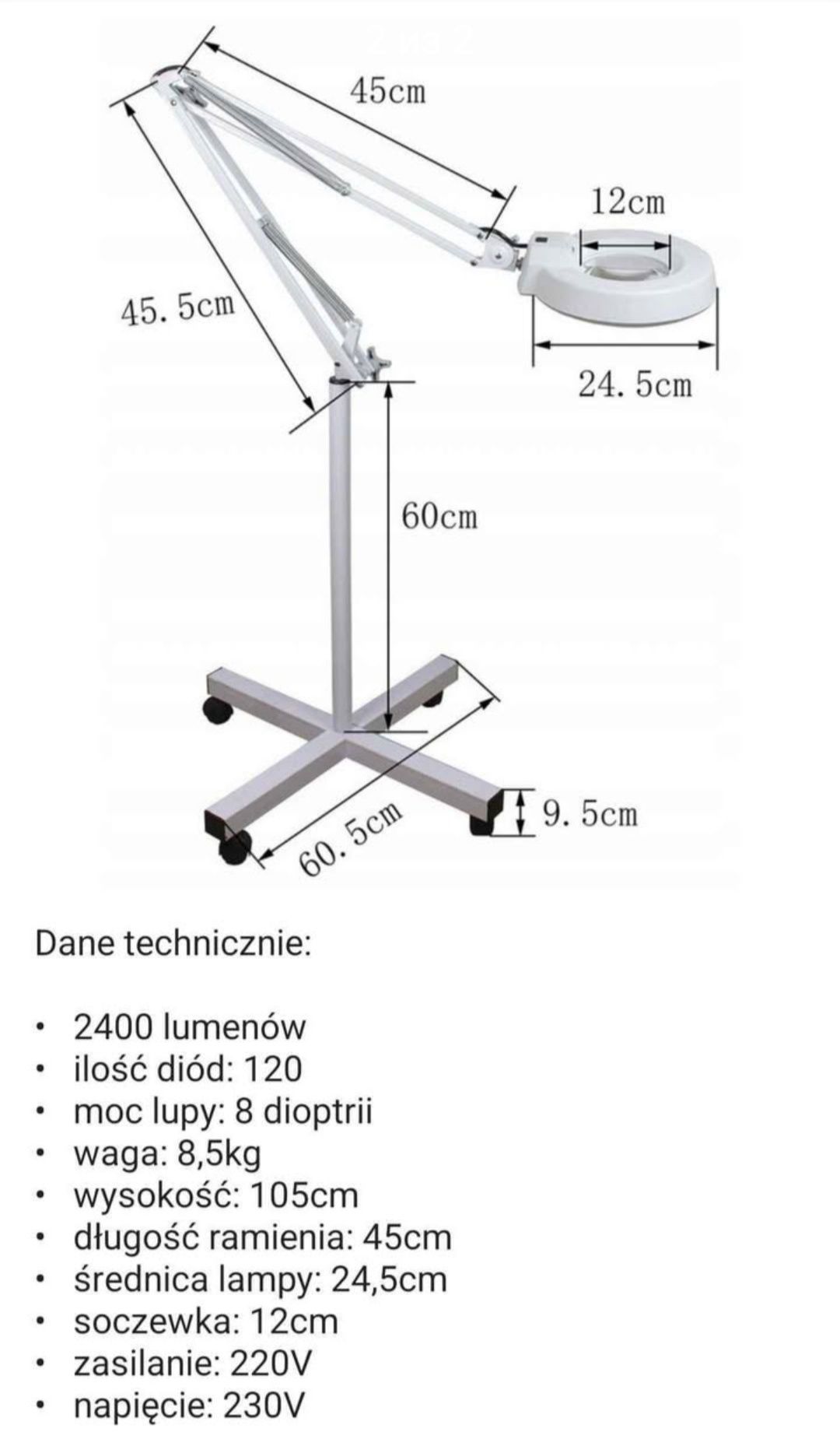 Lampa kosmetyczna z lupą 8 dpt