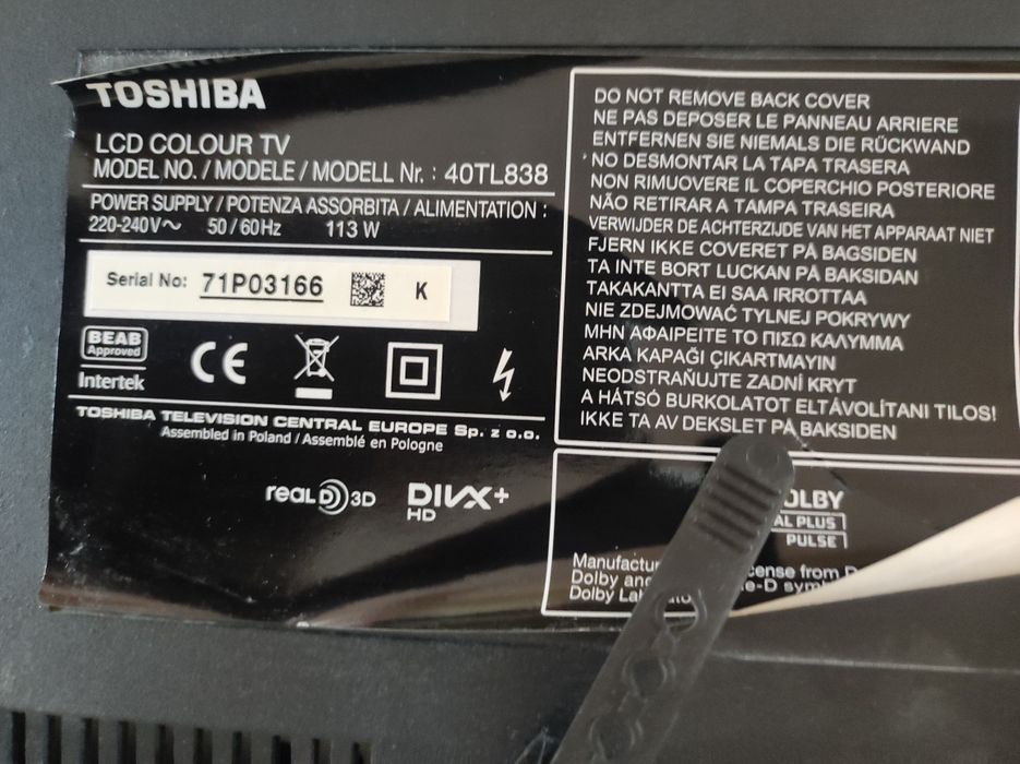 Toshiba 40 TL 838