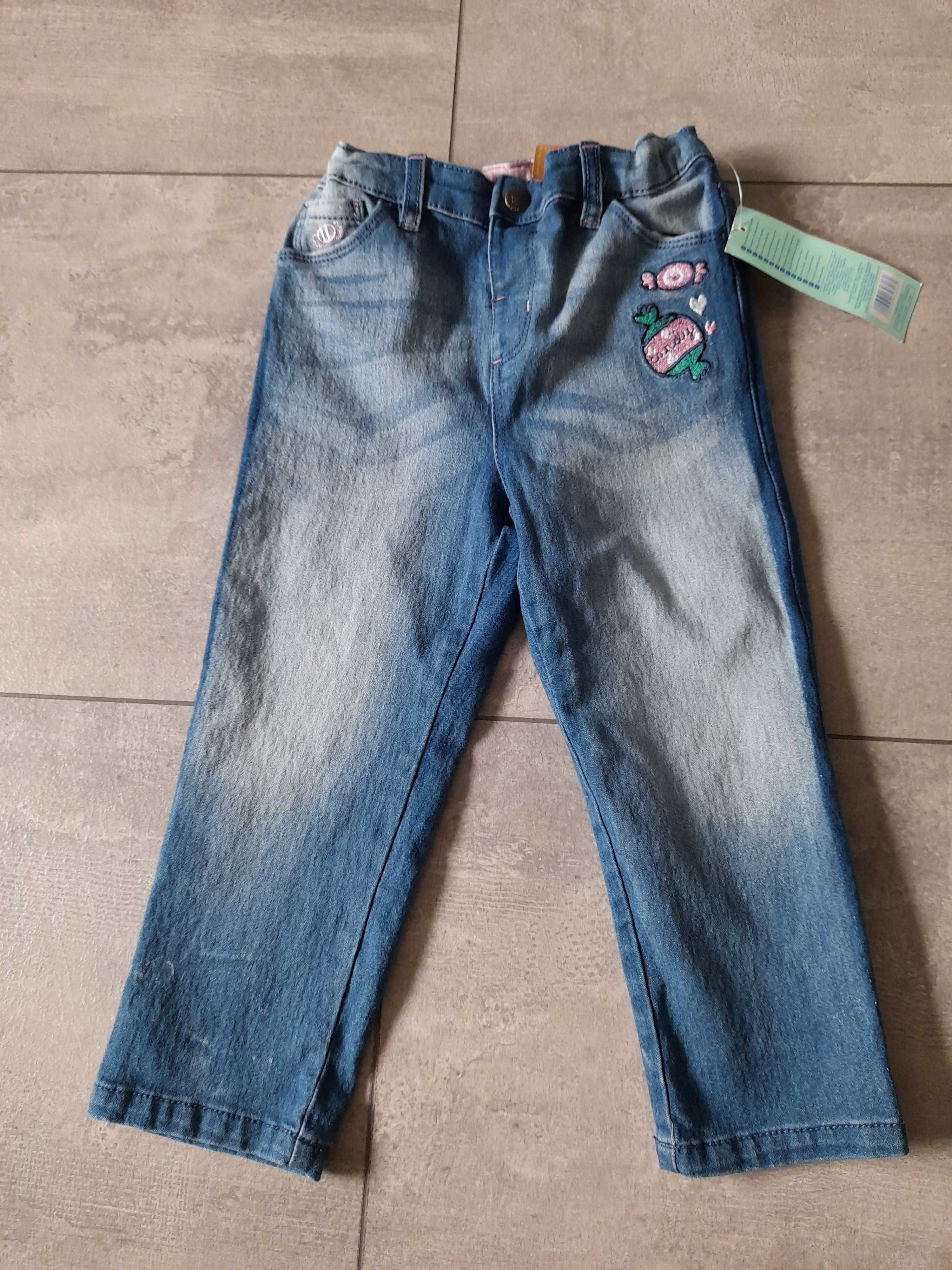 nowe jeansy/jegginsy, 98, so cute, z metką, w środku regulacja pasa