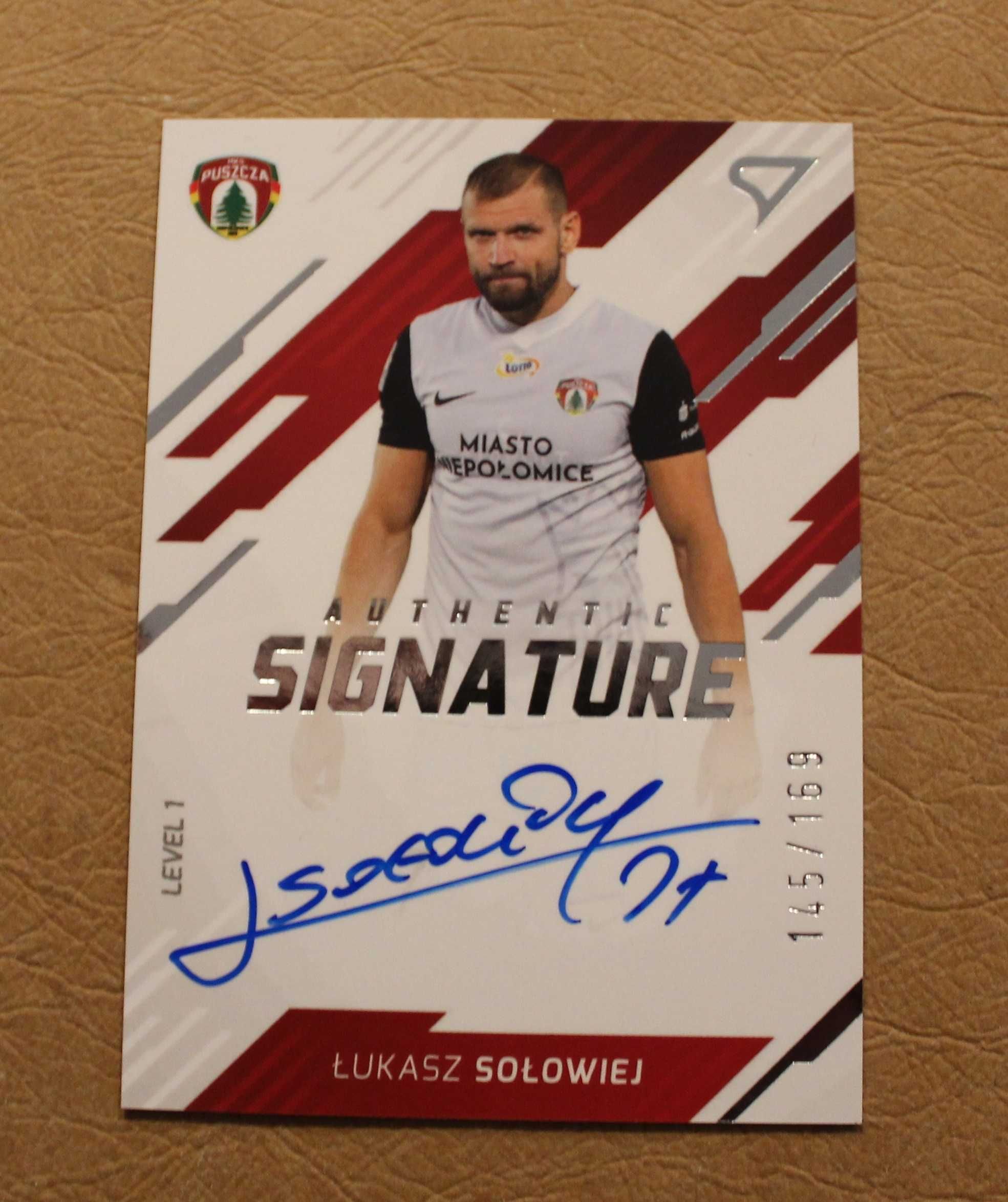 Karta z autografem Łukasz Sołowiej Puszcza Ekstraklasa 2023/24