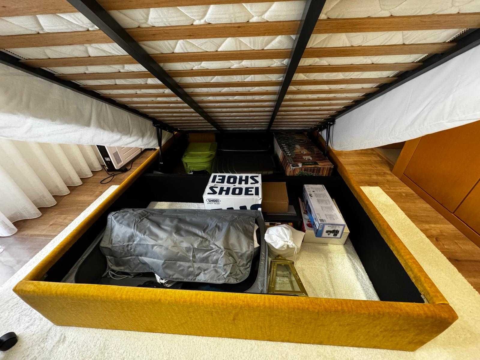 Cama de casal NOVA estofada com estrado elevatório e arrumação