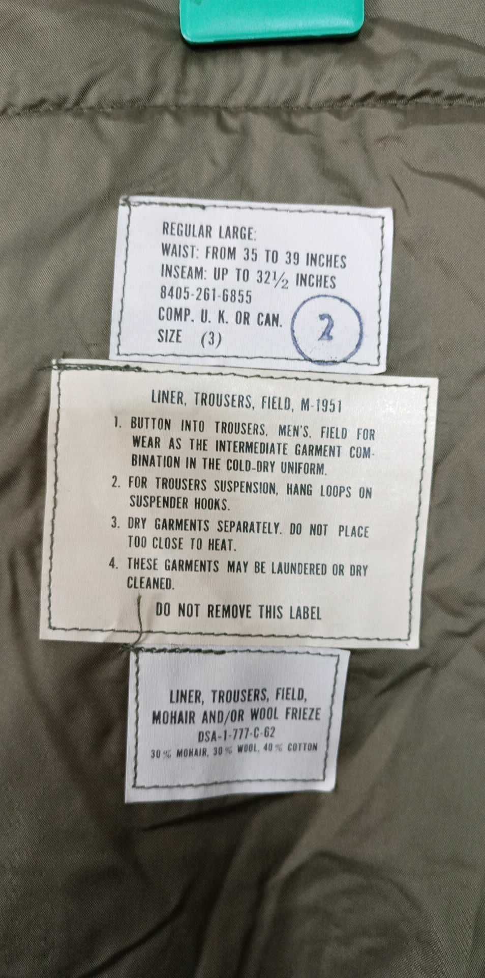 M51 Liner Trousers Field Large Regular US.Army