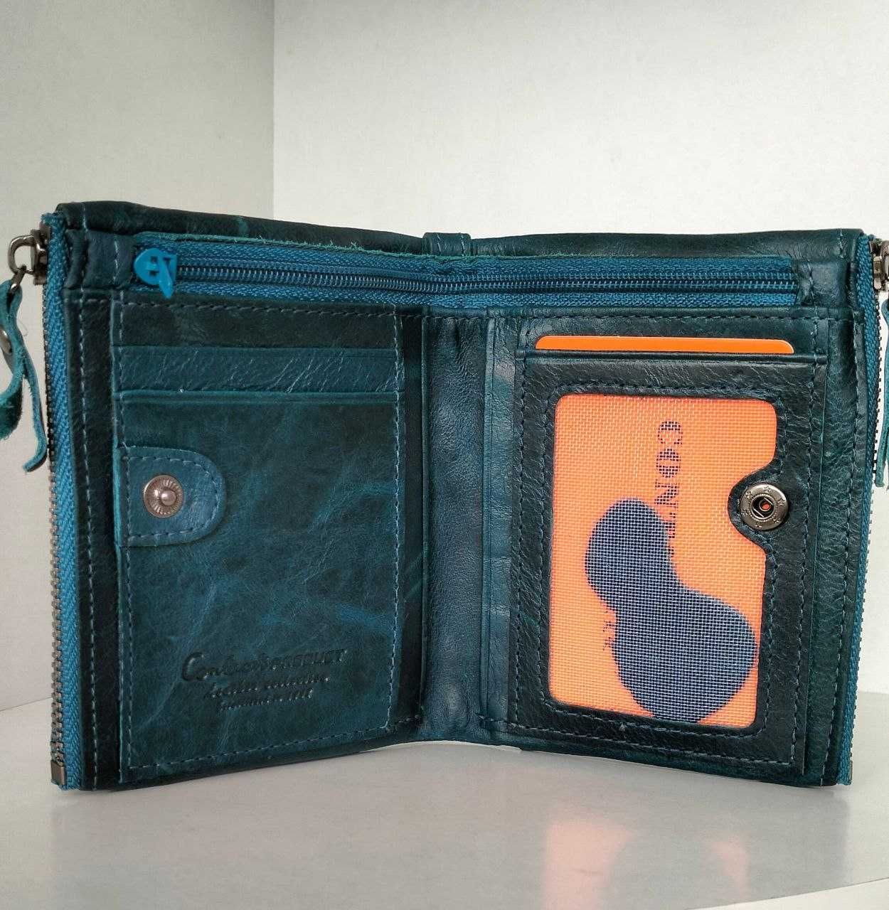 Компактний шкіряний гаманець ,з єфектом старовини, вінтажний стиль.