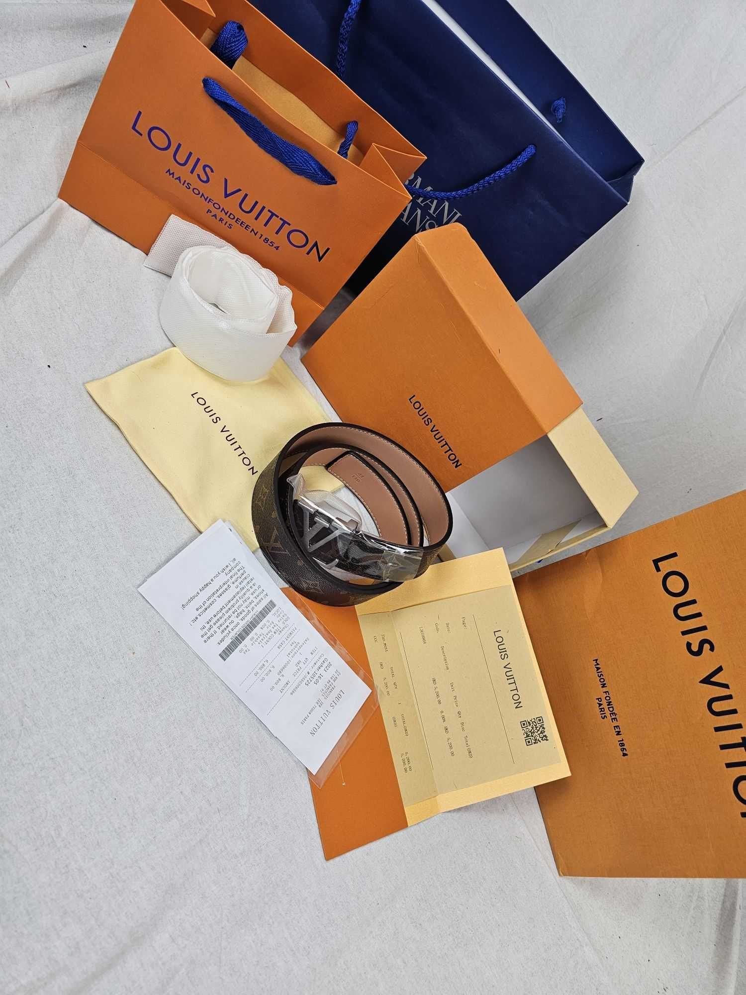 Pasek unisex  Louis Vuitton komplet z pudełkiem i torebka  logowane