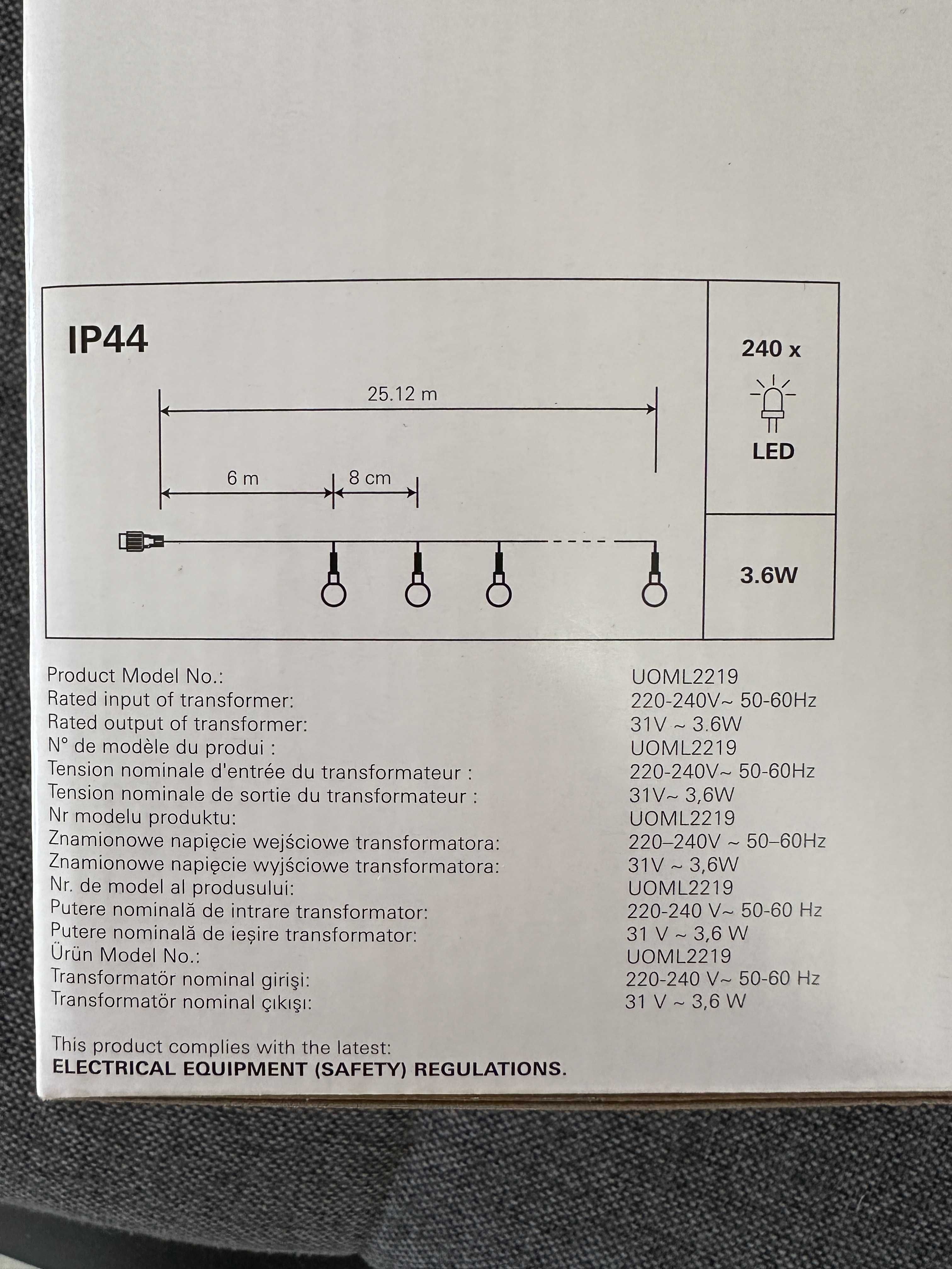 Światełka choinkowe LED barwa ciepła 18m! 240 lampek!