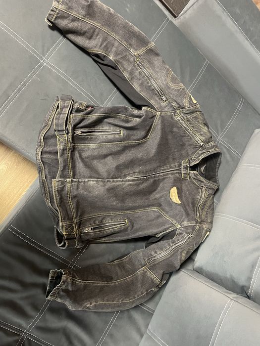 Джинсовый мото костюм с защитой рук , спины , коленей.