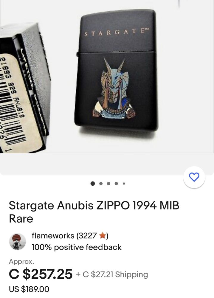 Zippo Stargate Anubis 1994