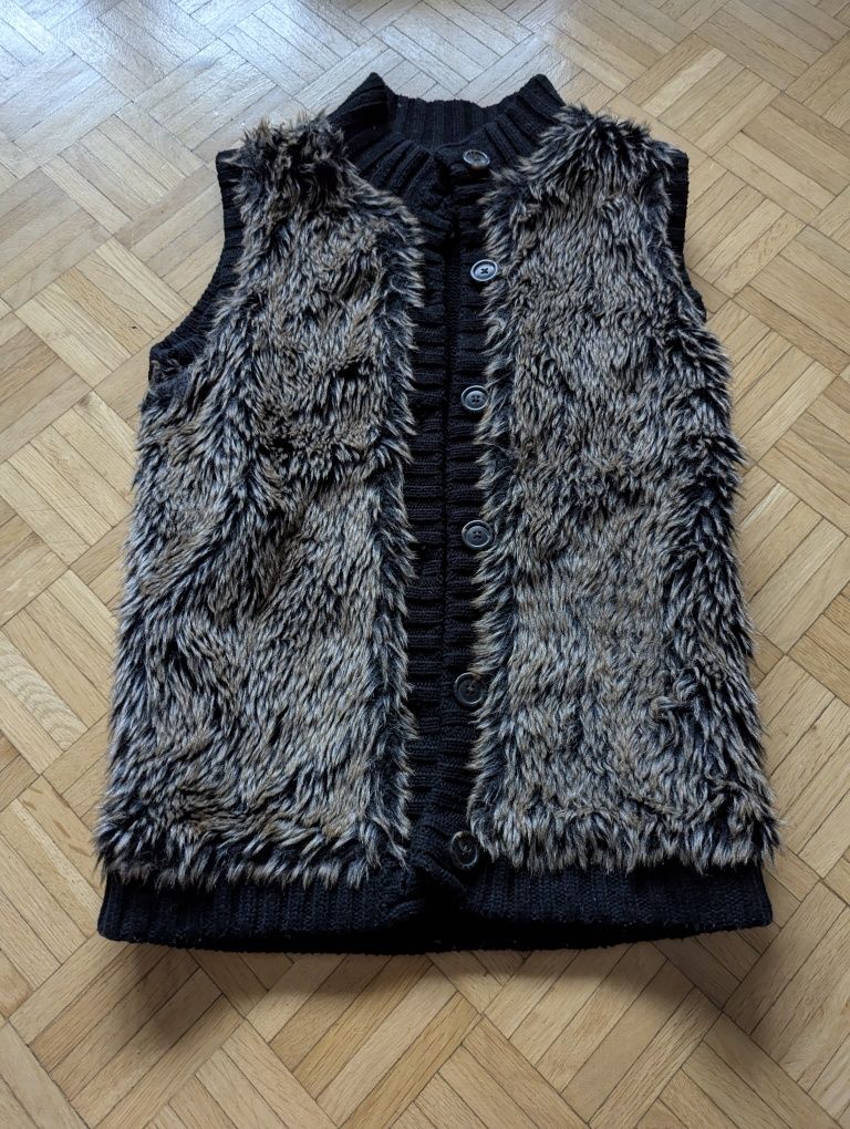 kamizelka sweter sztuczne futro m/l