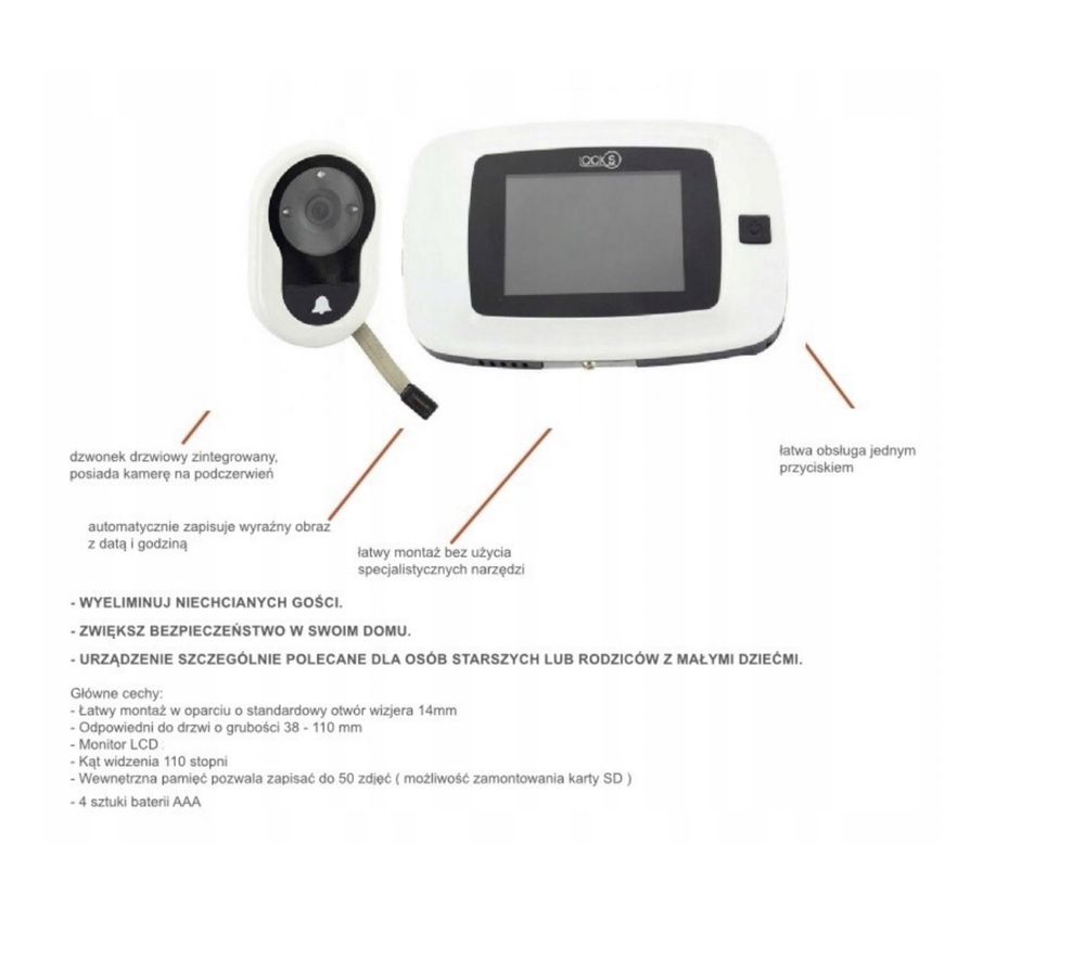 Wizjer LCD do drzwi 2,8’’ nowy