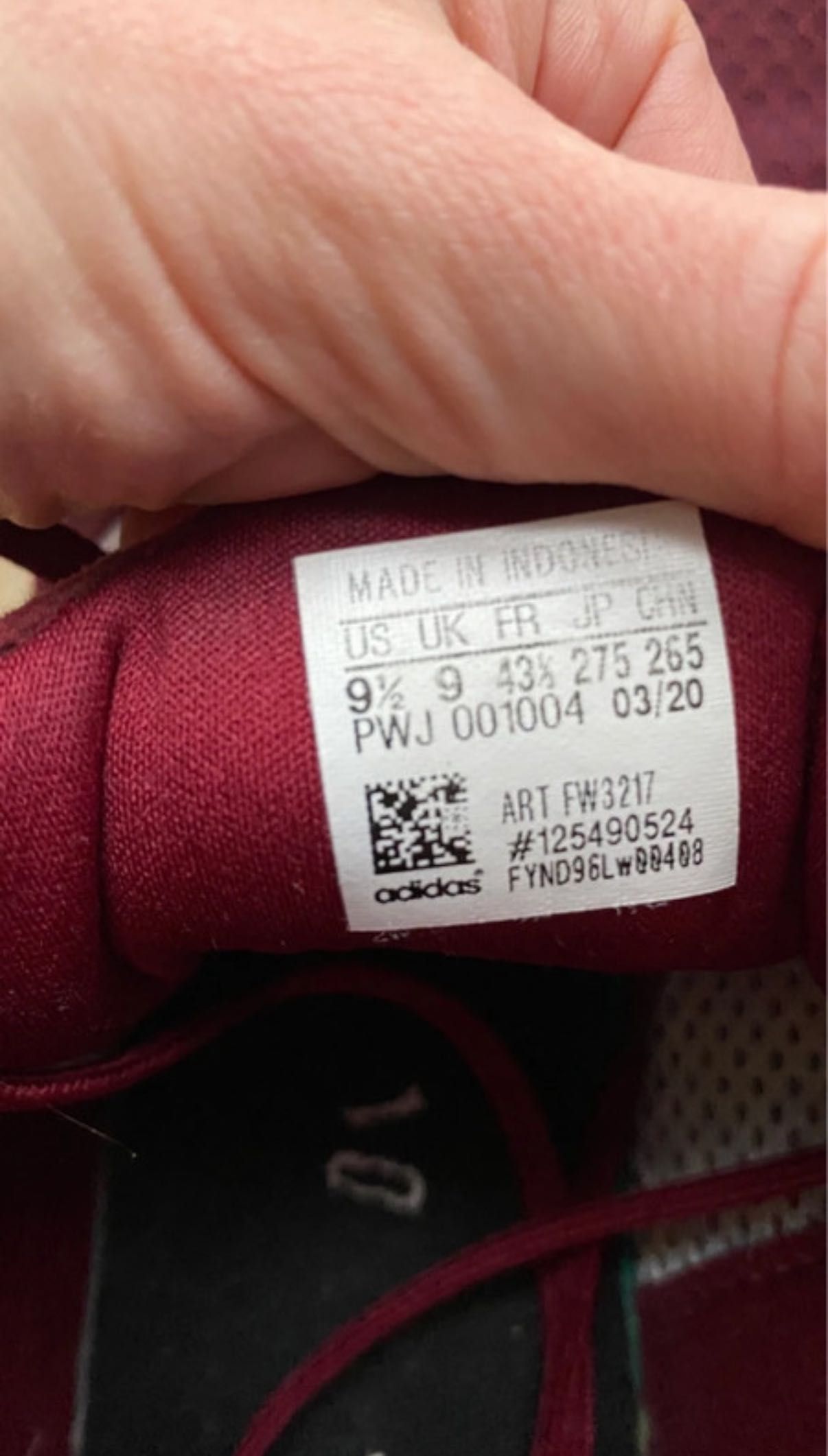 Buty sportowe Adidas bordowe 43 i 1/3