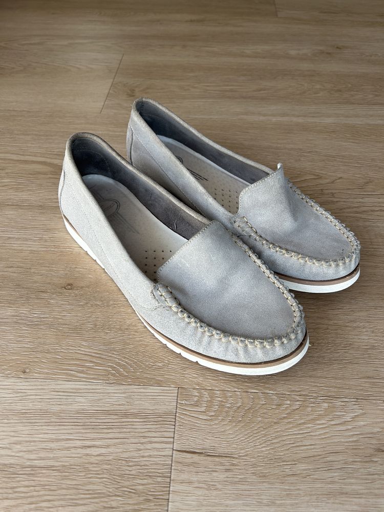 Skorzane espadryle szare 39