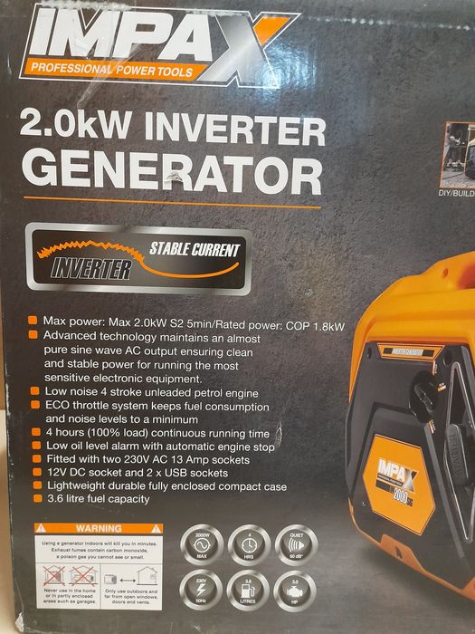 Impax 2kW 2000W Cichy Agregat Generator Prądotwórczy Jak Nowy