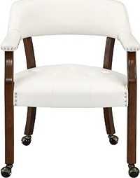 Krzesło z kółkami kolor kość słoniowa, wiśniowe nogi sy-1533-wt