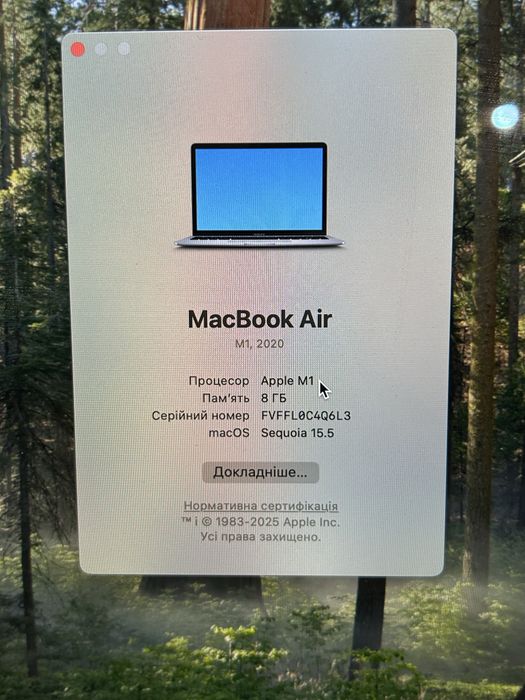 Продам Macbook Air M1 2020 8Gb 128Gb