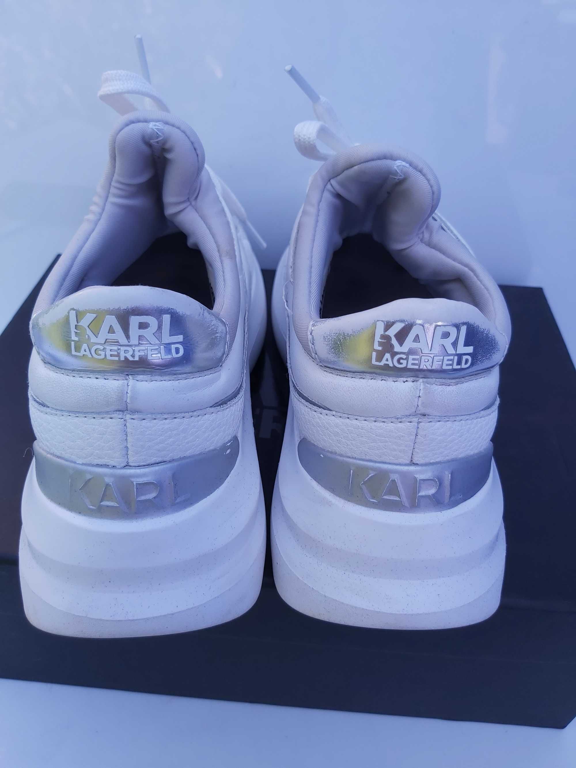 Skórzane sneakersy KARL LAGERFELD białe trapery pólbuty 36