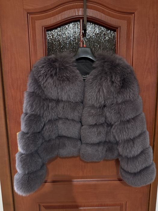 Piękne prawdziwe futro ze srebrnego lisa XS/S Stan idealny