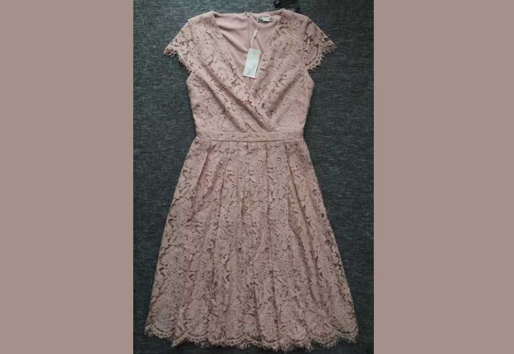 Nowa suknia 36 różowa z koronki NLY TREND rozkloszowana