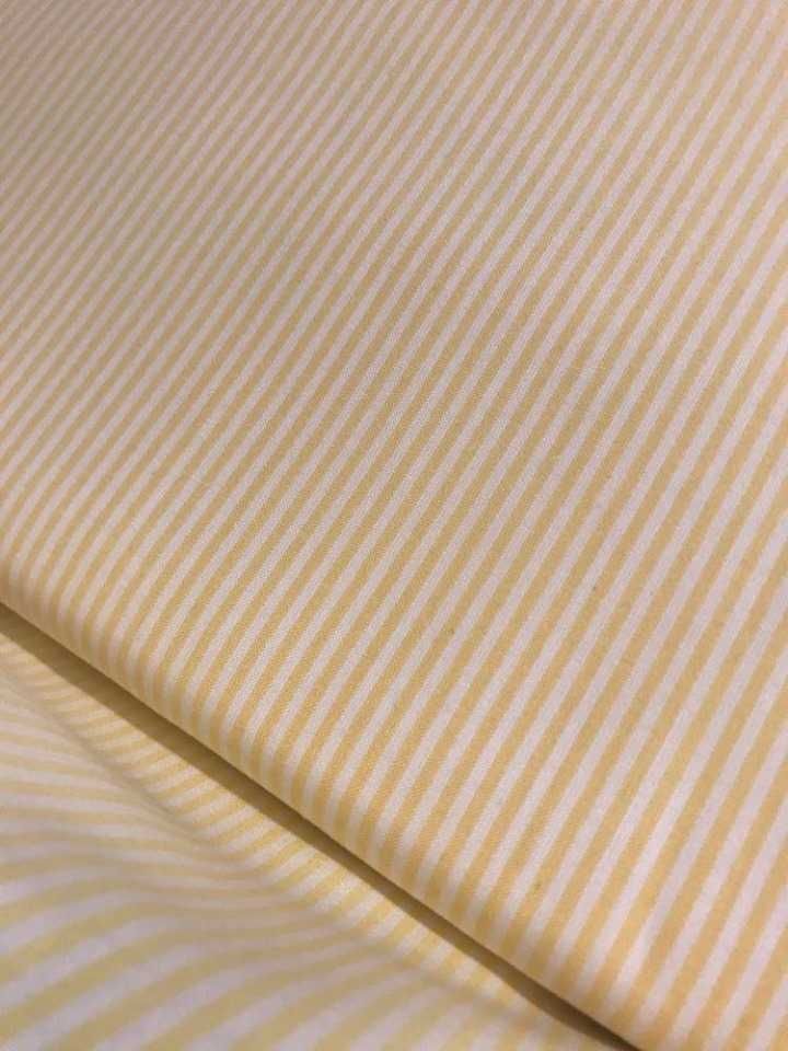 Gruba bawełna paski biało - żółte