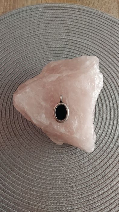 Zawieszka Vintage srebrna onyks.