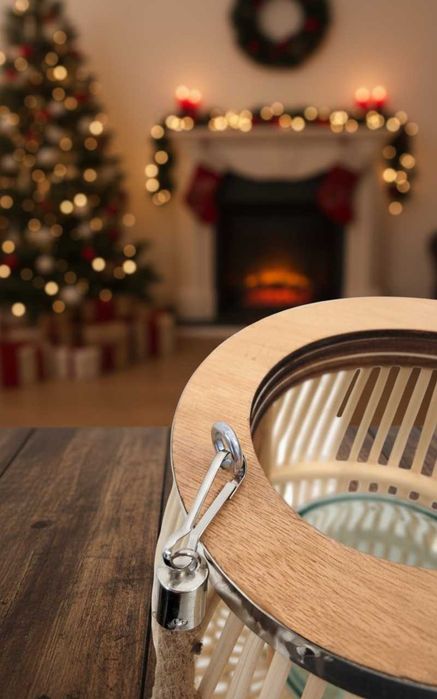 BOHO Lampion bambusowy drewniany Naturalny Tarasowy 30cm