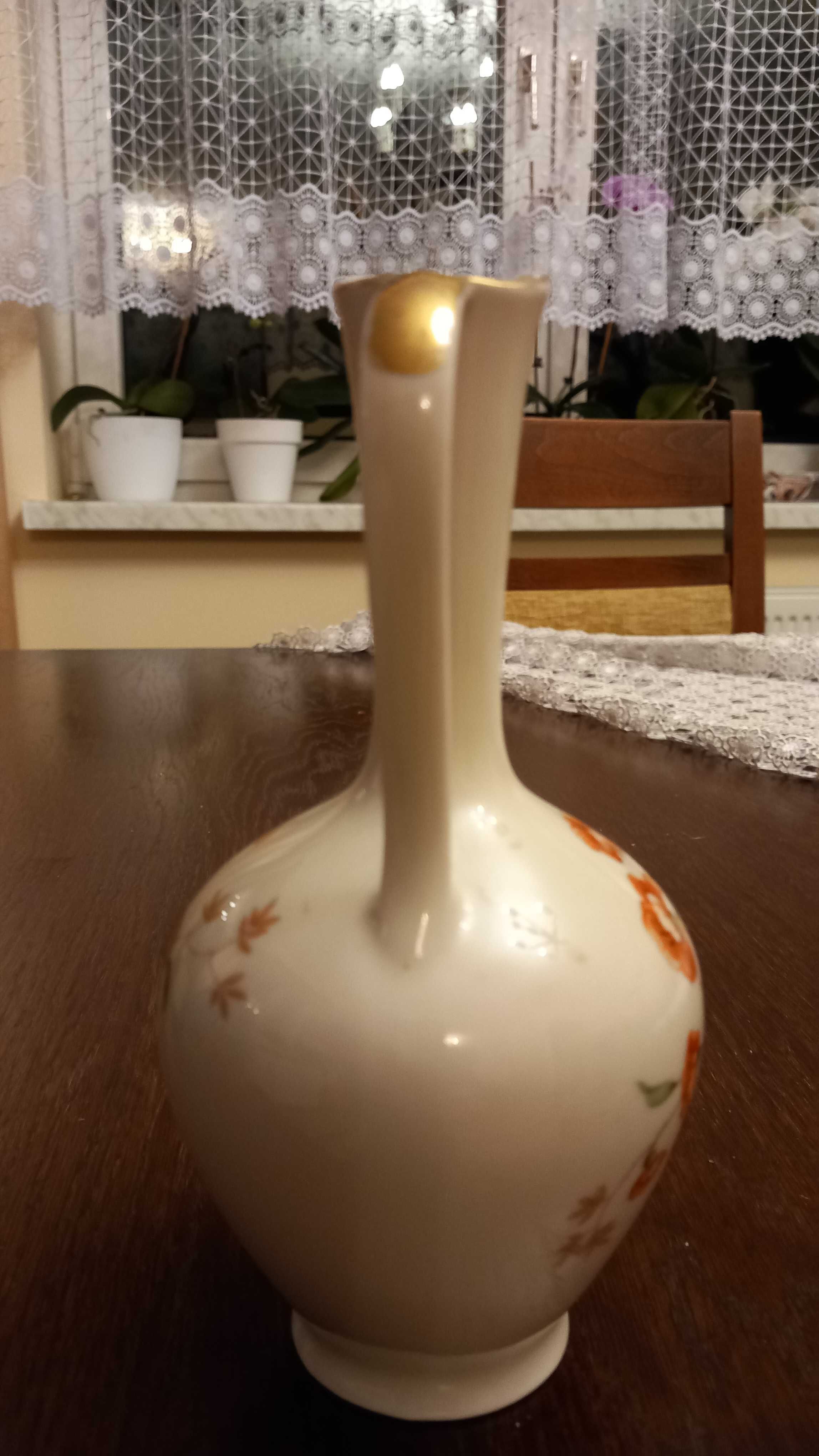 Porcelana Bavaria Rosenthal dzbanek zdobiony kwiatami i złotem