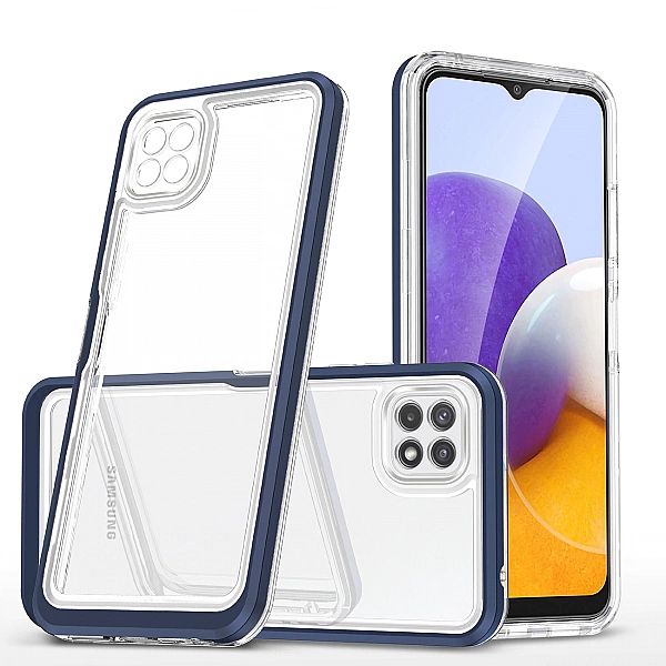 Clear 3in1 etui do Samsung Galaxy A22/5G żelowy pokrowiec z ramką nieb