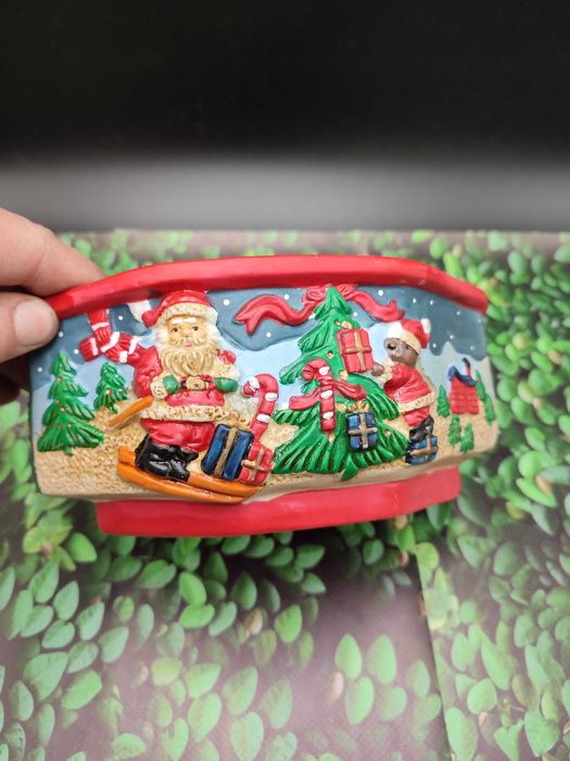 Ceramiczna osłonka / pojemnik - świąteczna - mikołaj vintage 2253