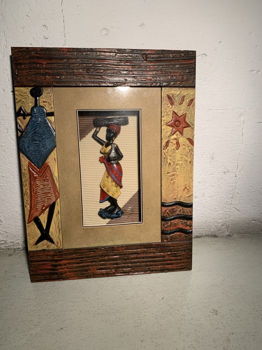 Quadro em 3D africano. Otimo estado