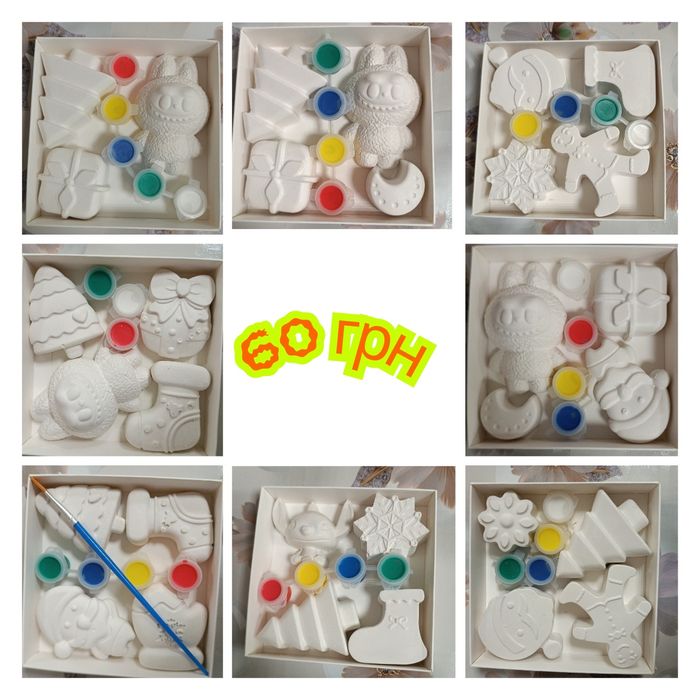 Новорічні гіпсові фігурки