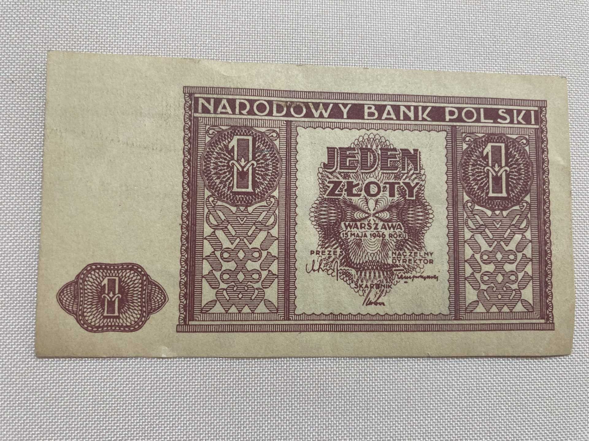 Banknot 1 złoty z 1946r.