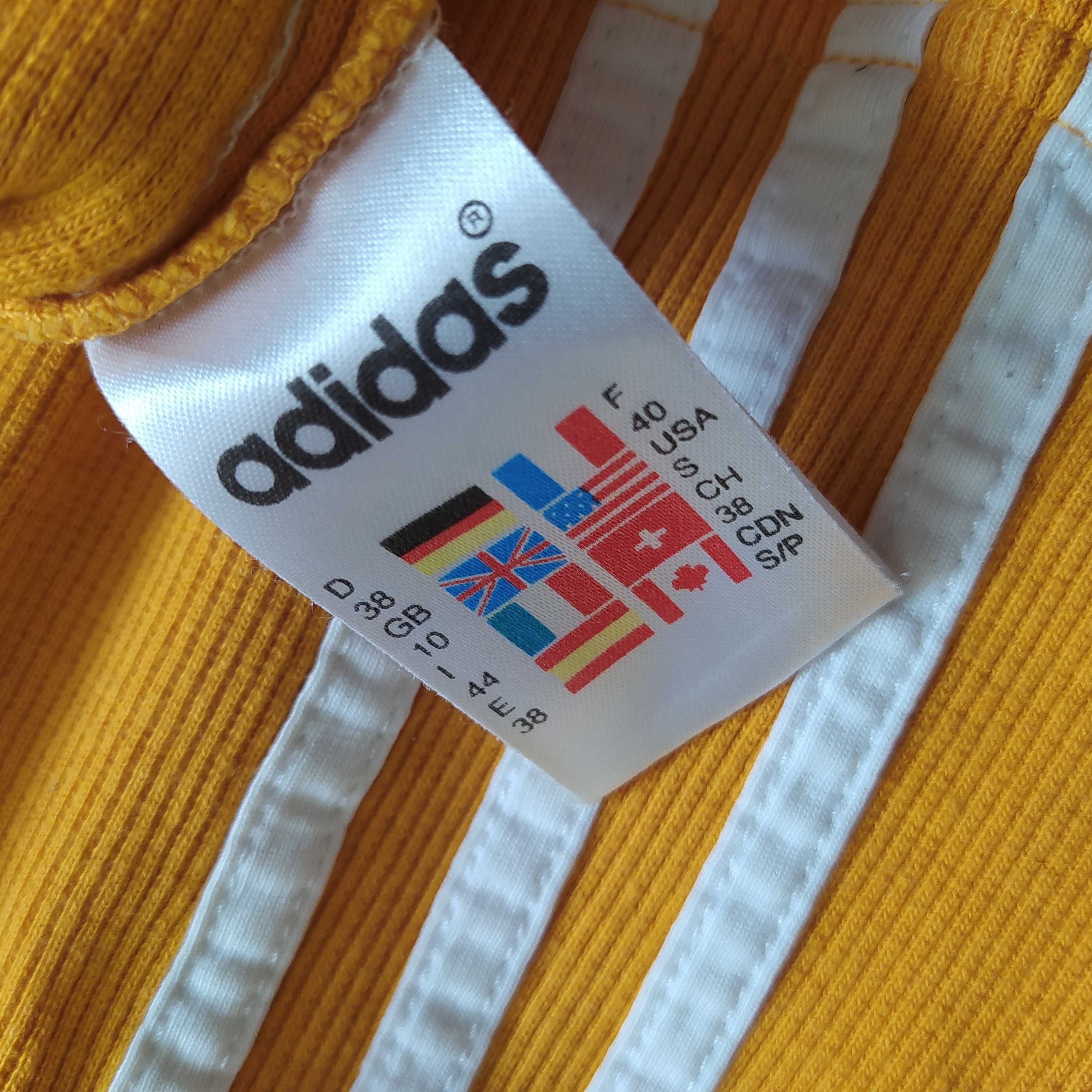 Adidas true vintage bokserka grube ramiączka fitness zółta paski retro