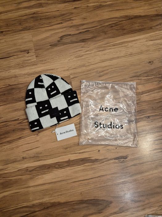 Nowa wełniana czapka Acne Studios czarna biała