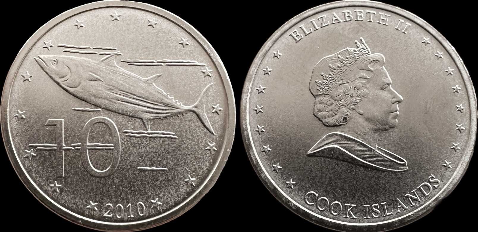 Moeda de 10 Cent - 2010 - Ilhas Cook - Atum Albacora