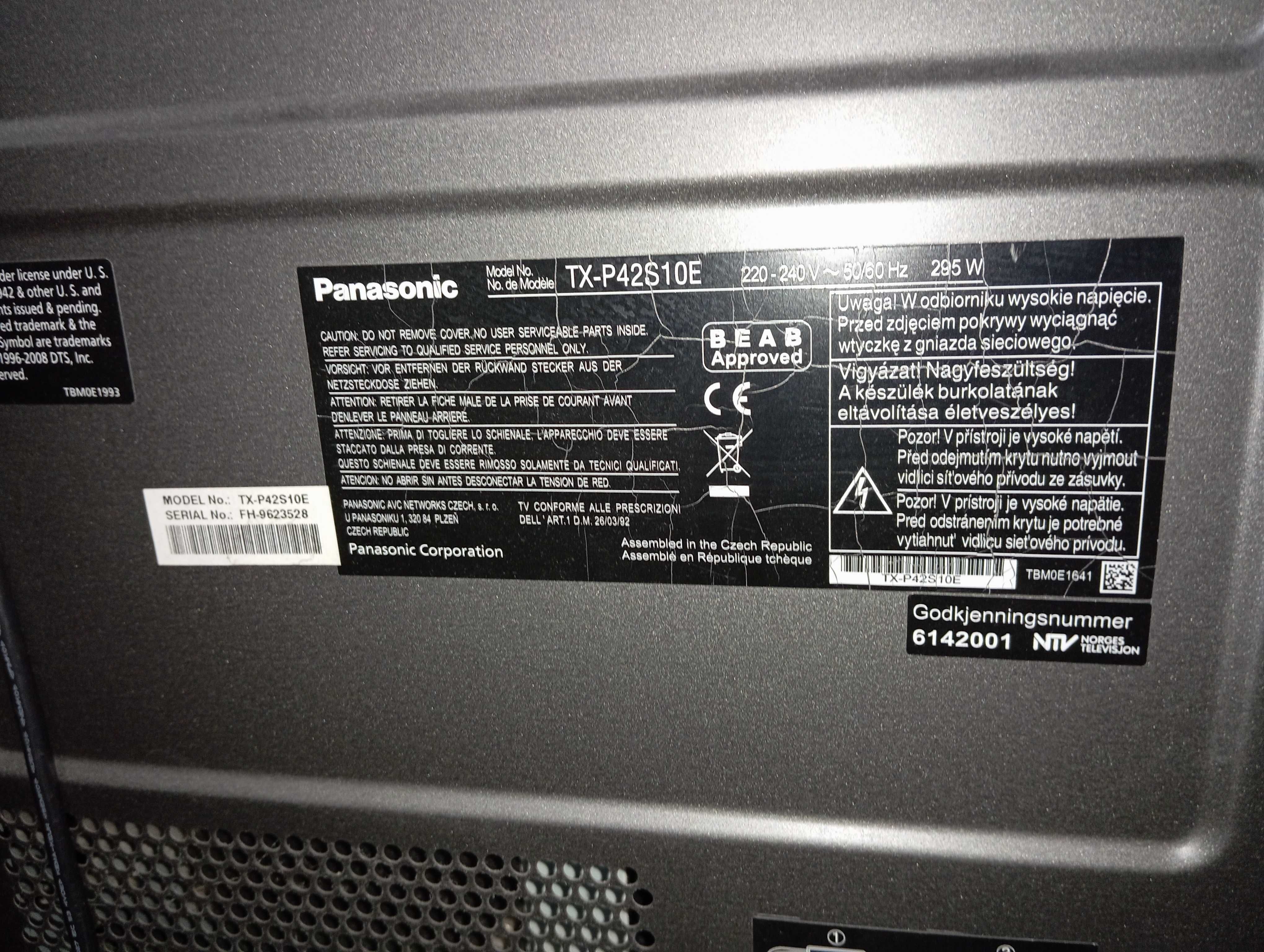 Telewizor plazmowy Panasonic
TX-P42S10E
