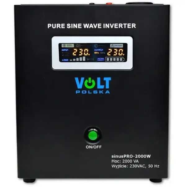 Volt Polska SINUS PRO 2000w 24V,Гелеві 2шт VIPOW 12В 120Ач, балансир