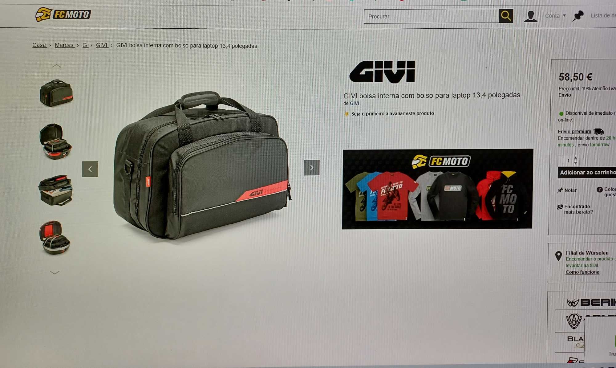 Saco interior para Top Case Givi  estado de NOVO