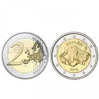 moeda 2 euros comemorativa Bisonte Espanha 2015