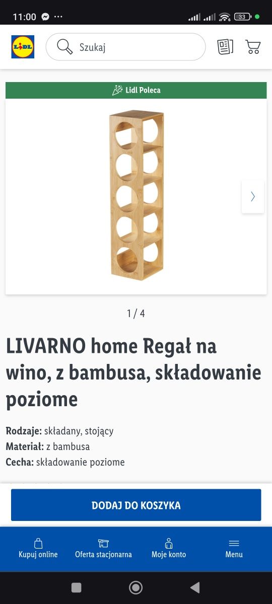 Livarno stojak na wina bambusowy nowy