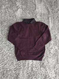 Sweterek swetr chłopięcy bordowy burgund Next 128 kołnierzyk