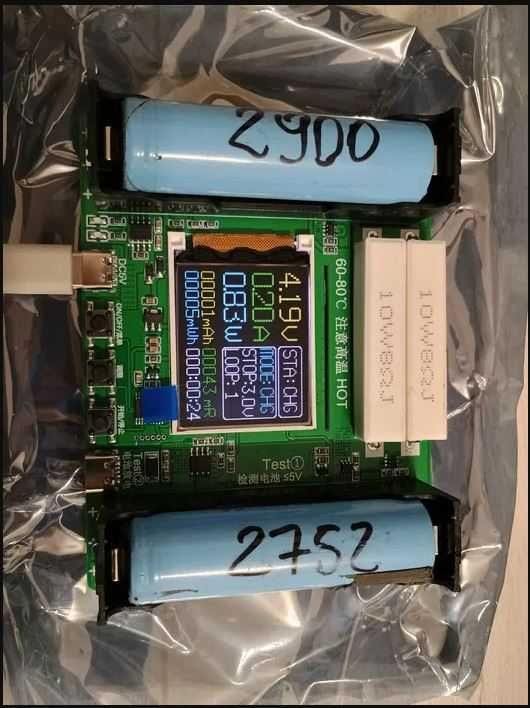 Miernik wskaźnik tester pojemności ogniw akumulatorów 2 x 18650 USB-C