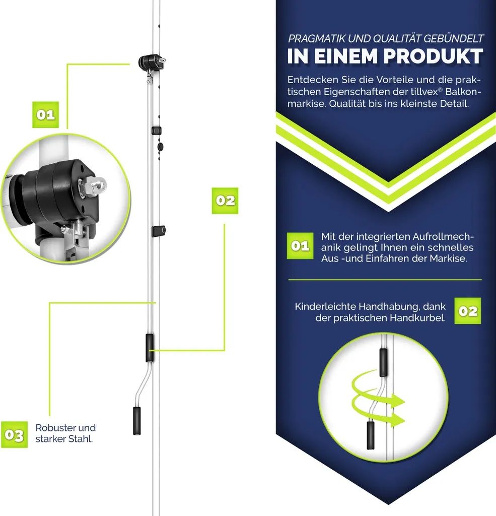 Tillvex Markiza balkonowa 150cm beżowa