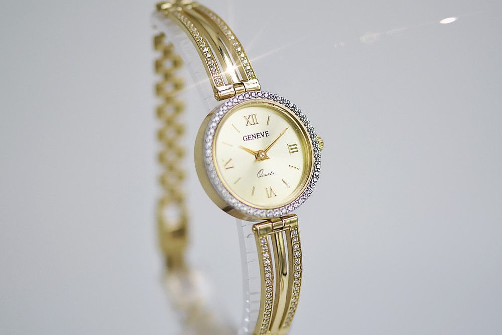 Prześliczny 14k 585 złoty damski zegarek Geneve lw025y