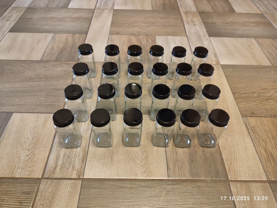 Nowy zestaw 24 szklanych słoiczków 120 ML z etykietami