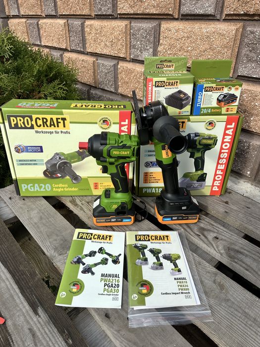 Акумуляторний набір Procraft болгарка Pga 20 + гайковерт Pwa 18