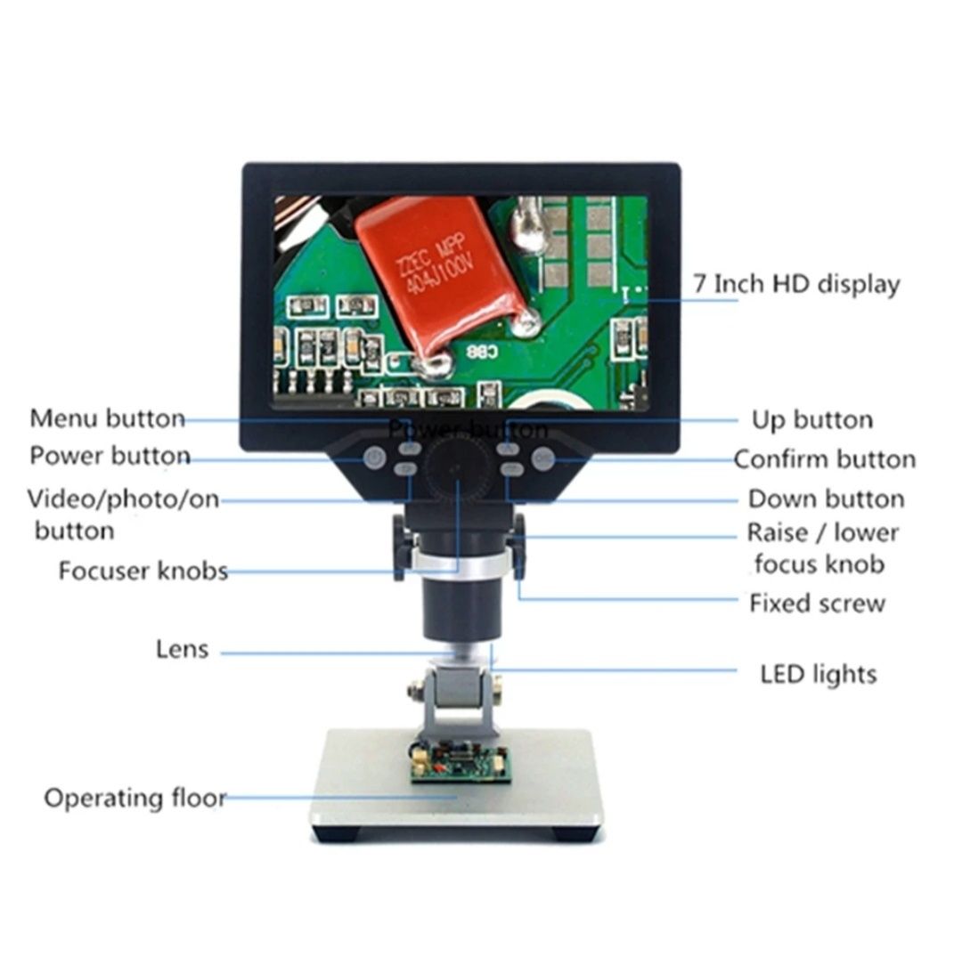 Microscópio digital Mustool g1200 tela de 7 polegadas HD