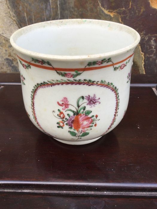 Taça Cachepot Porcelana Chinesa séc XVIII Família Rosa 11 cm
