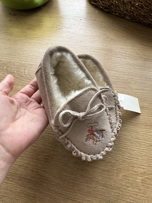 Дитячі теплі тапки 14,5 натуральний замш та хутро