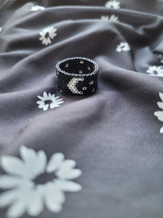 Каблучка колечко із бісера місяць та зорі