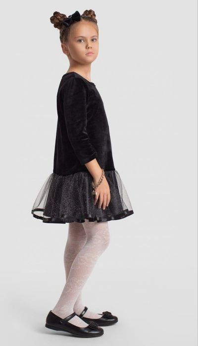 Сукня дитяча, бархатна дитяча сукня, чорна святкова сукня