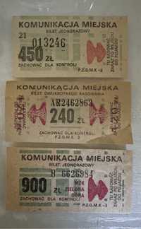 Stare bilety komunikacji miejskiej Zielona Góra